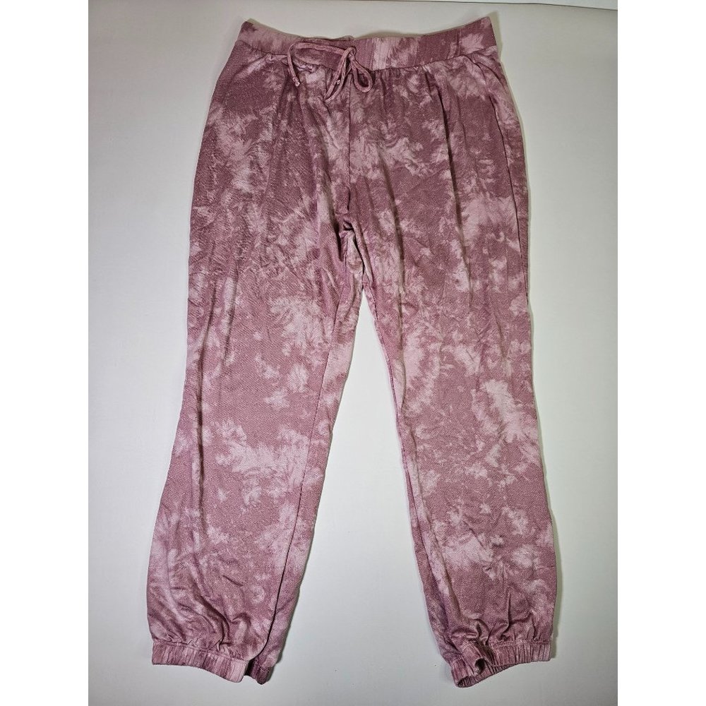 Lexington Ave Lounge Pants, Size 1X Joggers Exercise Pink Elastic Waist